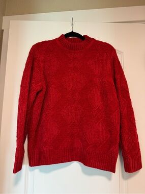Alfred Dunner Red Cable-Knit Crewneck Sweater